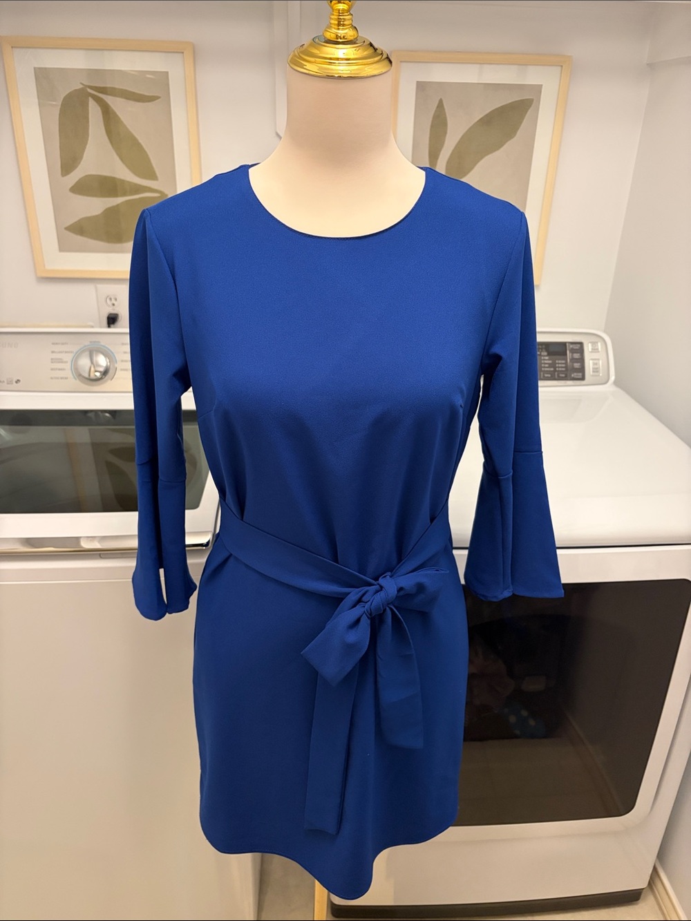 Used Lulu's Royal Blue Long-Sleeve Shift Dress